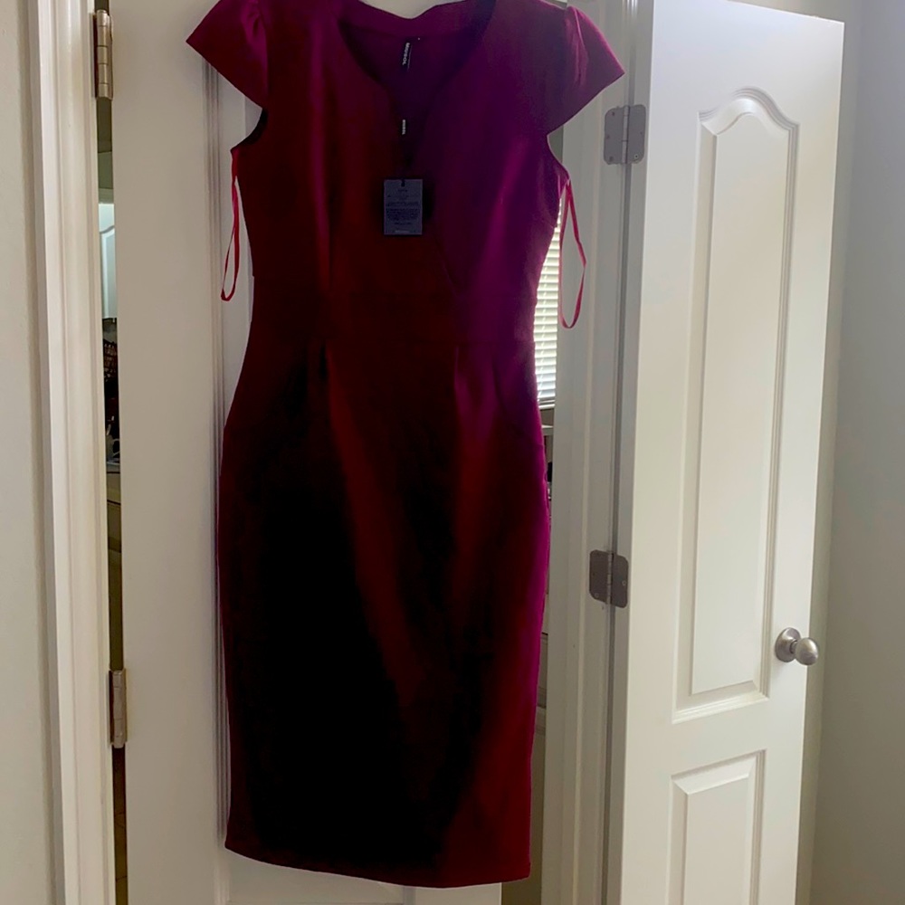 New burgundy work dress